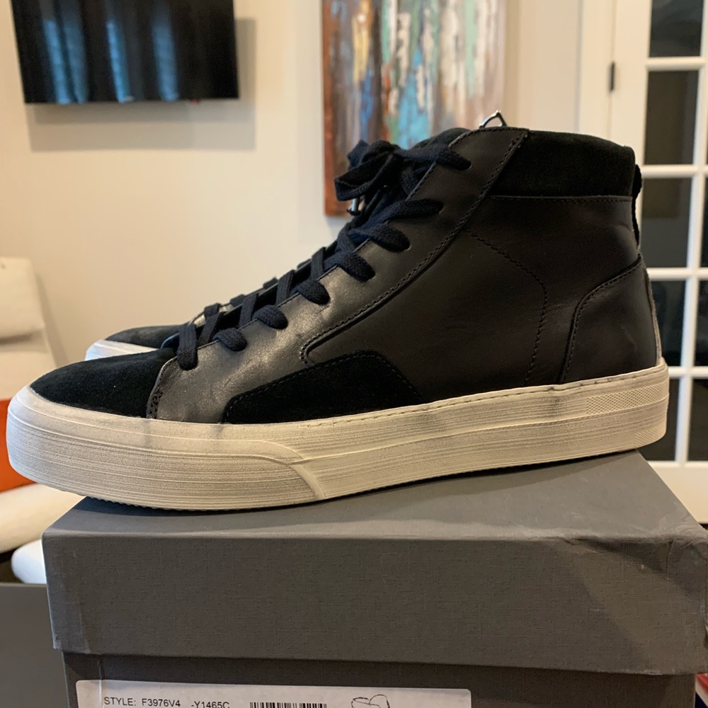 New! John Varvatos, 315 MAC SKATE HIGH, Leather, Black/White,Size: 12 U.S.46 EU.